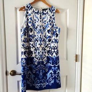 Ralph Lauren Blue and White Patterned Mini Dress